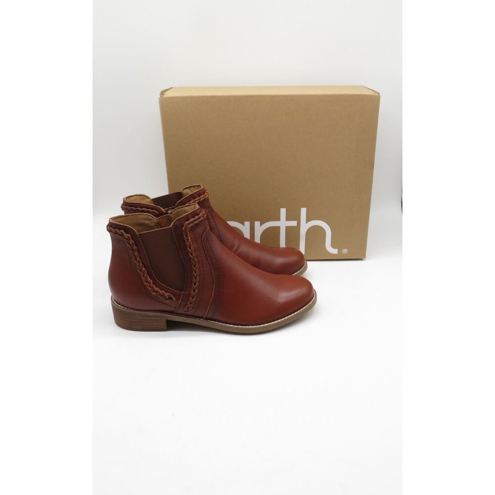 Earth Women's Leather Ankle Boots Braided Trim Chelsea Style 8.5 NEW